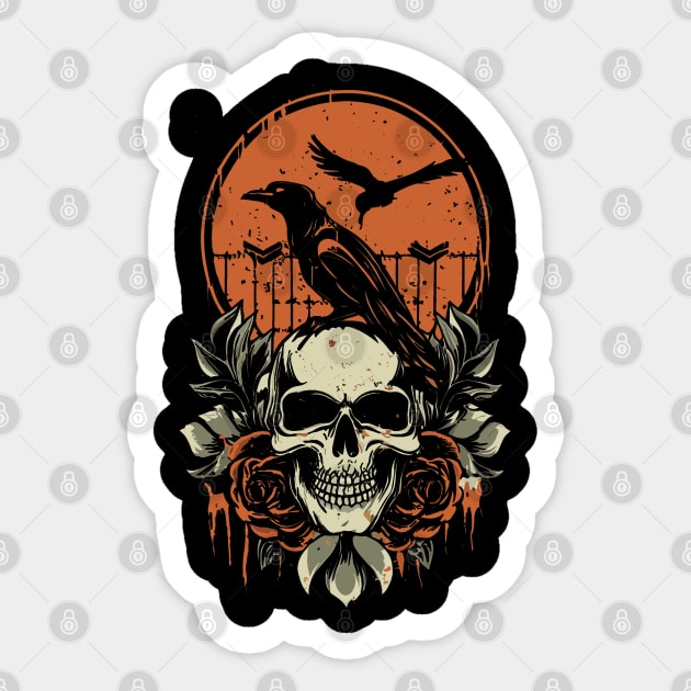 Skull & Crows Sticker by bmron